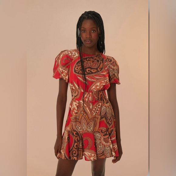 FARM Rio Dresses & Skirts - Farm Rio Leopard Paisley Burgundy Mini Dress